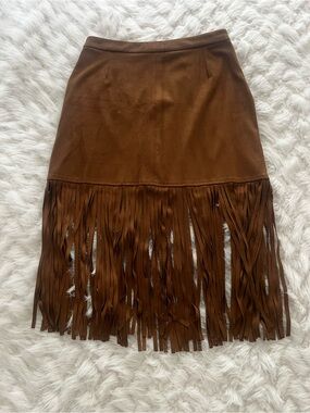 Forever 21 Brown Fringe Midi Skirt